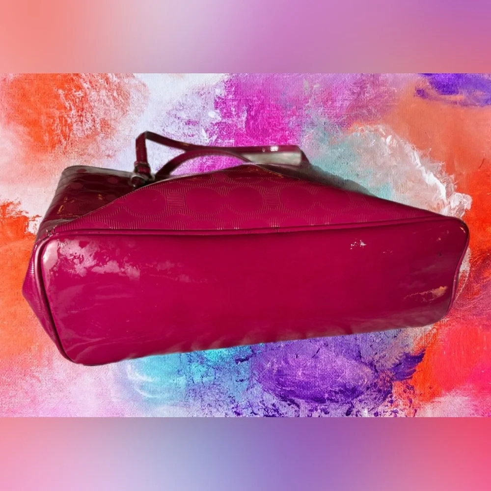 Coach Patent Leather Peyton Tote in Fuchsia